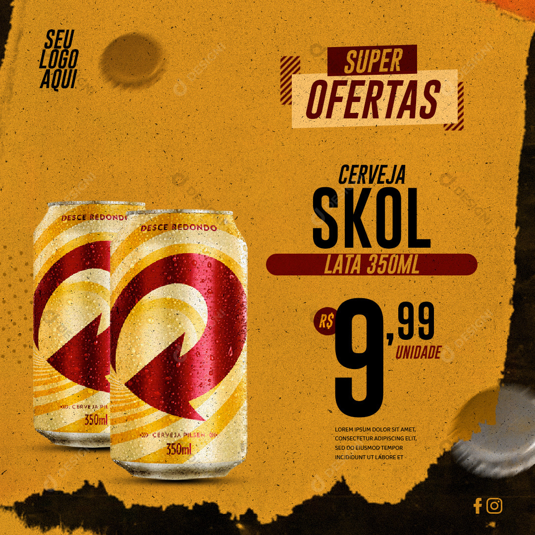 Super Ofertas Supermercado Cerveja Skol PSD Editável