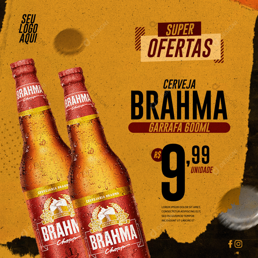 Super Ofertas Supermercado Cerveja Brahma Garrafa PSD Editável