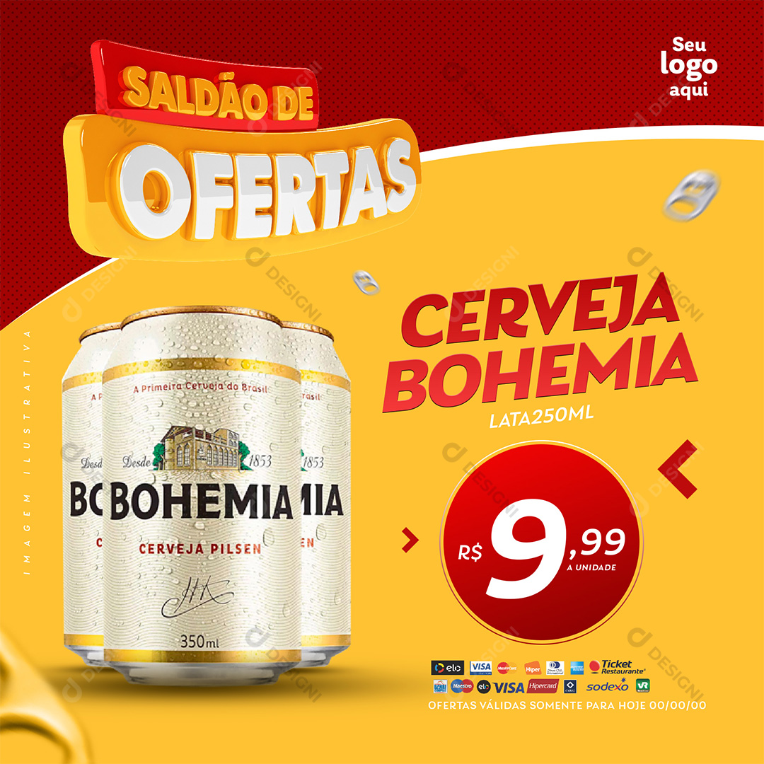Saldão de Ofertas Supermercado Cerveja Bohemia PSD Editável