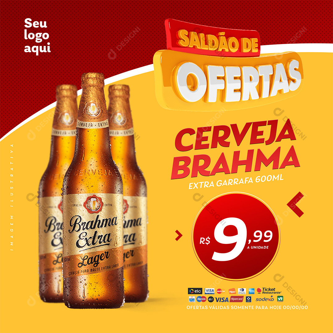 Super Ofertas Supermercado Cerveja Brahma Extra PSD Editável