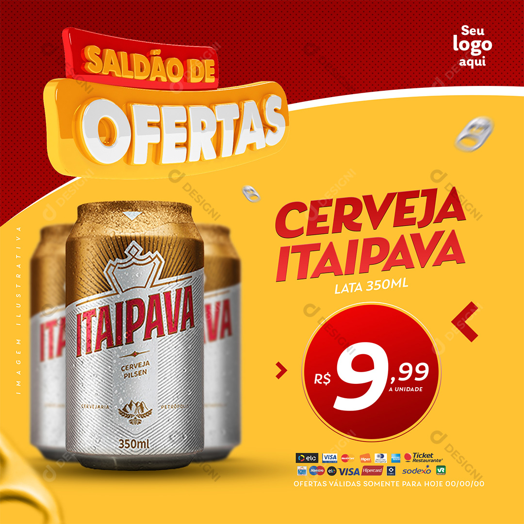 Saldão de Ofertas Supermercado Cerveja Itaipava Lata PSD Editável