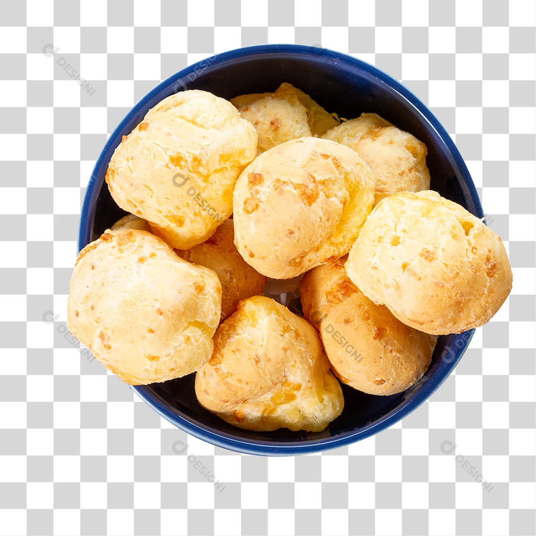 Pão de Queijo na Tigela Azul PNG Transparente Sem Fundo