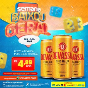 Ofertas Supermercado Semana Baixou Geral Cerveja Devassa Social Media PSD Editável