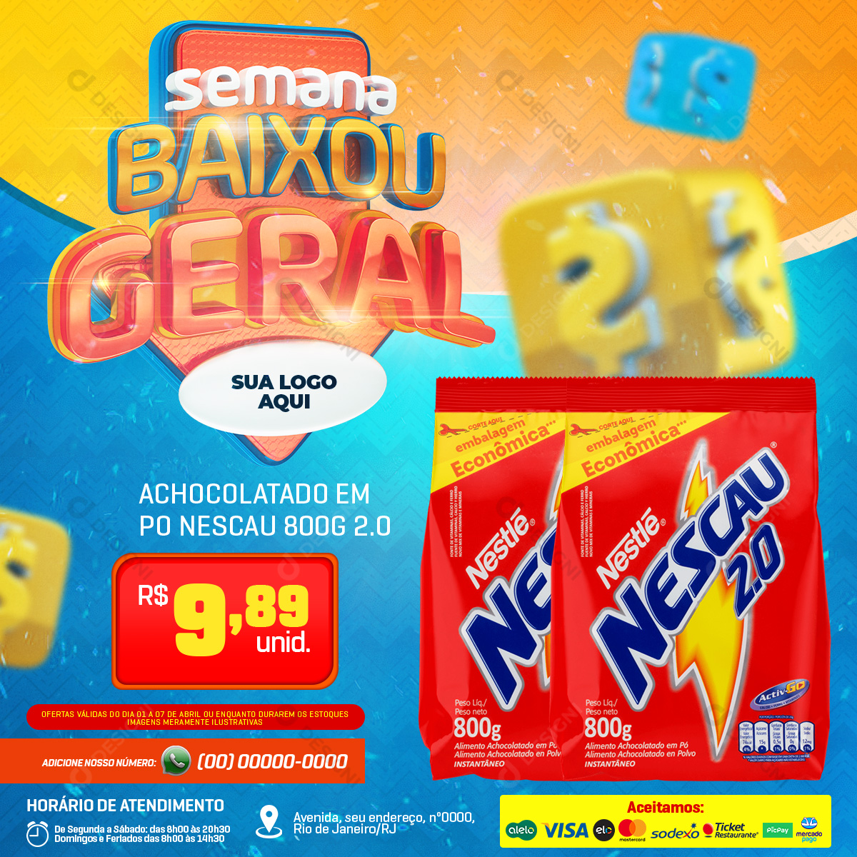 Ofertas Supermercado Achocolatado Em Pó Nescau Social Media PSD Editável