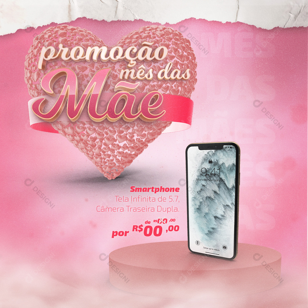 Promoção Mês das Mães Smartphone Social Media PSD Editável