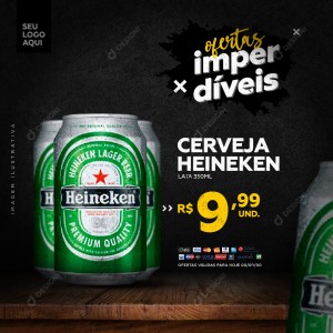Ofertas Imperdíveis Distribuidora Cerveja Heineken Lata PSD Editável