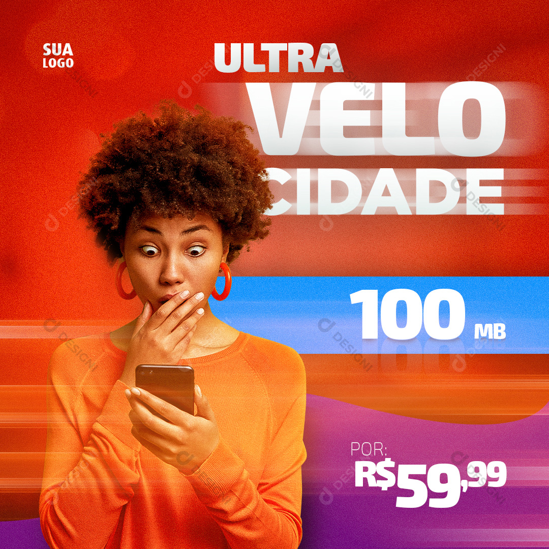 Ultra Velocidade Internet Social Media PSD Editável