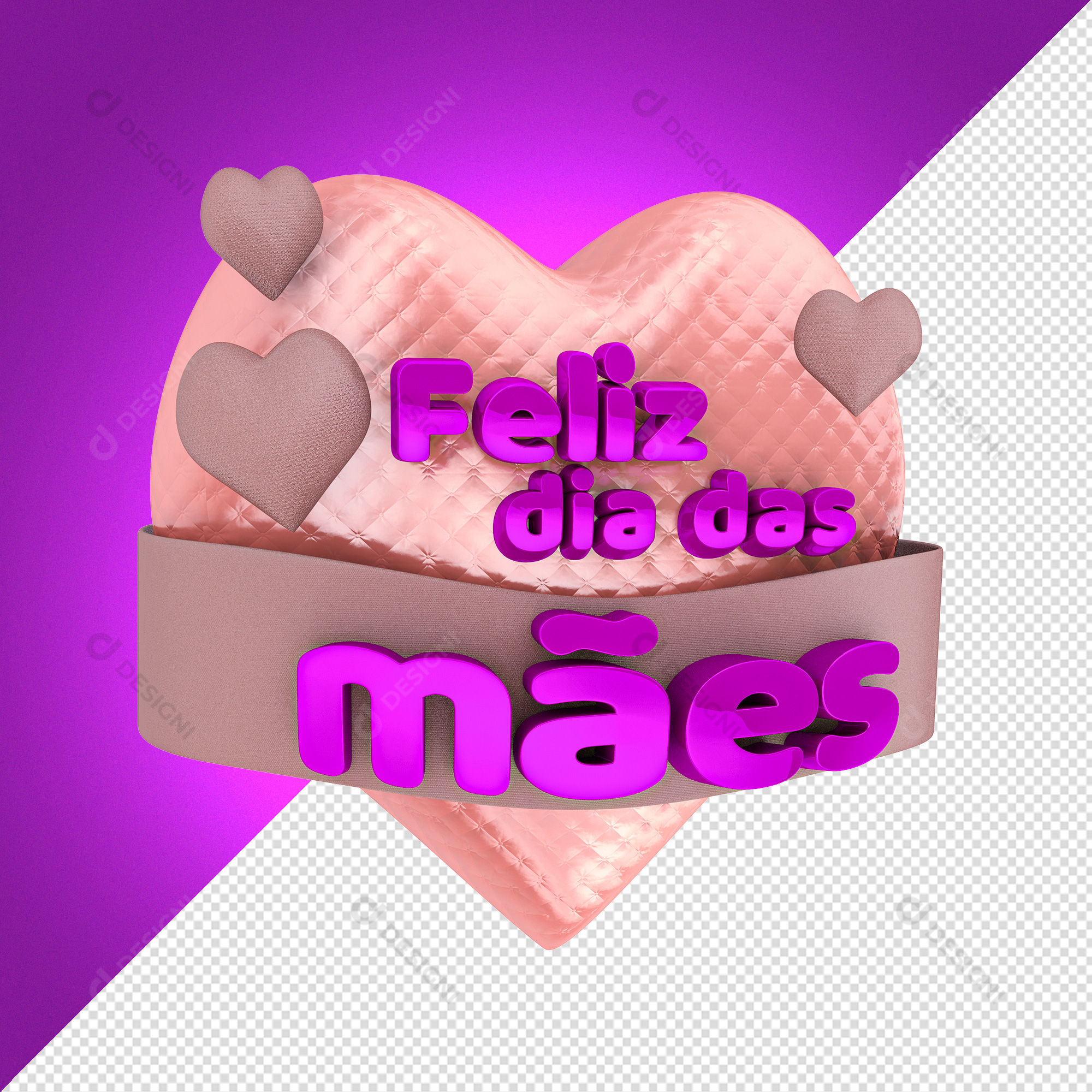 Selo 3D Feliz Dia das Mães PSD