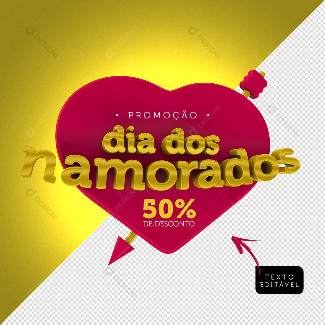 Selo 3D Promoção Dia dos Namorado PSD