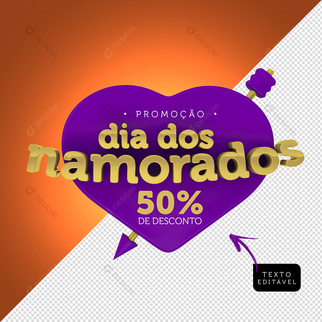 Selo 3D Promoção Dia dos Namorado PSD