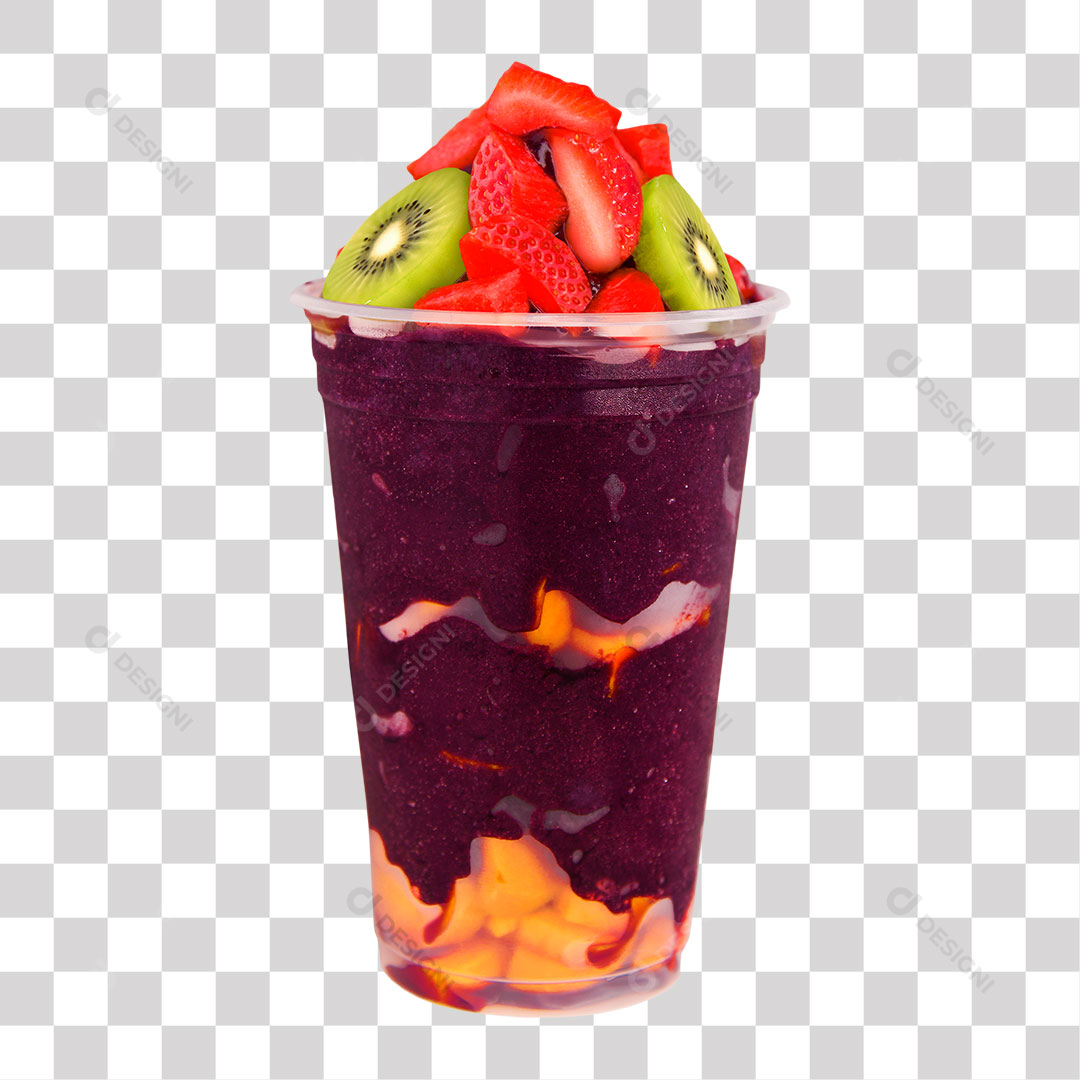 Açaí no Copo Com Morango Kiwi e Manga PNG Transparente Sem Fundo