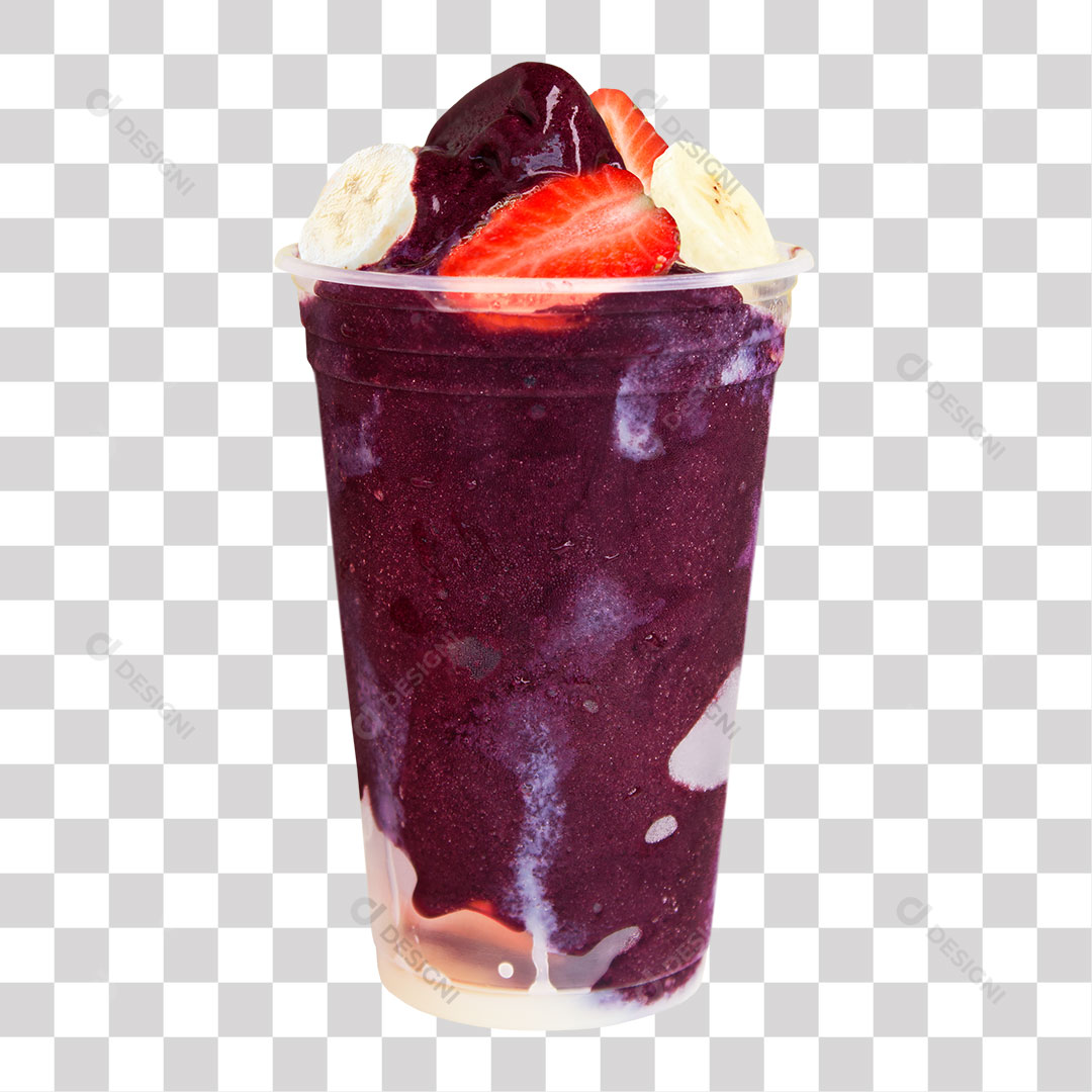 Açaí no Copo Com Banana e Morango PNG Transparente Sem Fundo