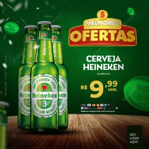 Melhores Ofertas Supermercado Cerveja Brahma Heineken Media PSD Editável