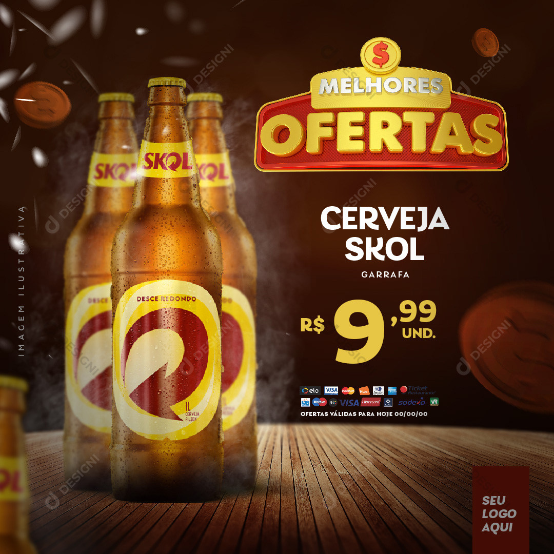 Melhores Ofertas Supermercado Cerveja Skol Social Media PSD Editável