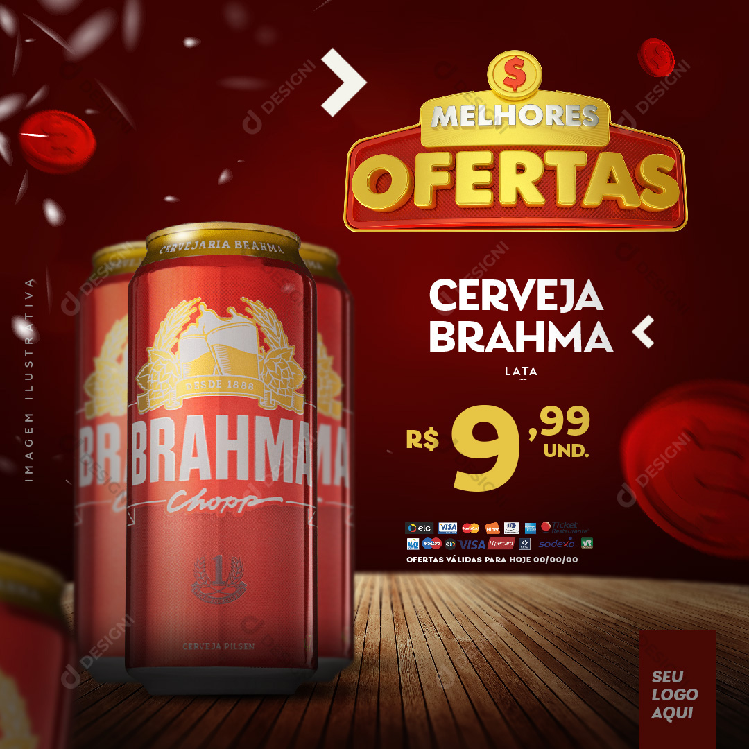 Melhores Ofertas Supermercado Cerveja Brahma Social Media PSD Editável