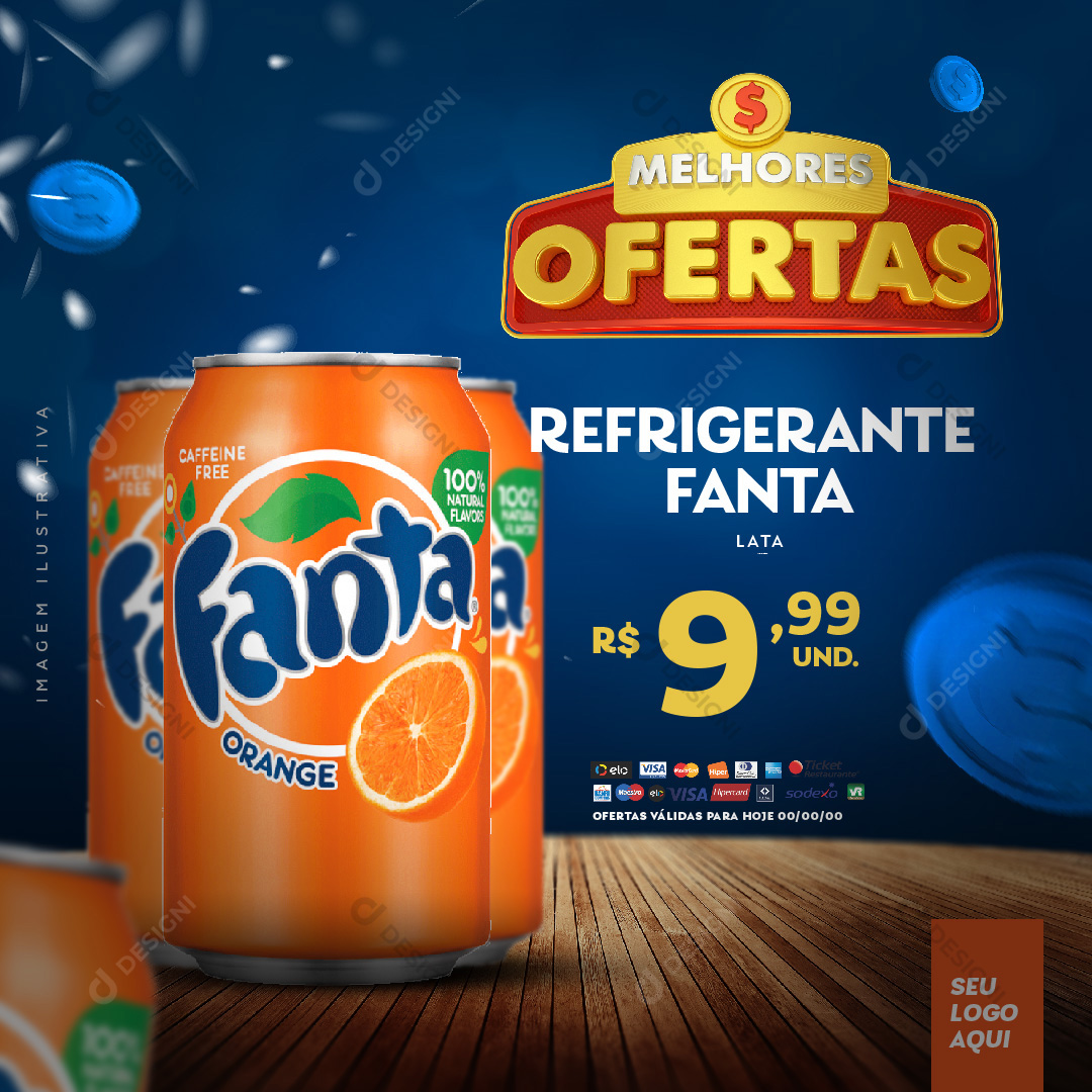 Melhores Ofertas Supermercado Fanta Laranja Social Media PSD Editável