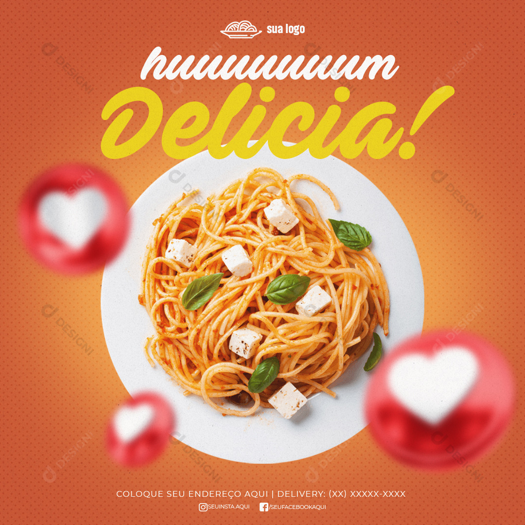 Humm Delícia Macarronada Social Media PSD Editável