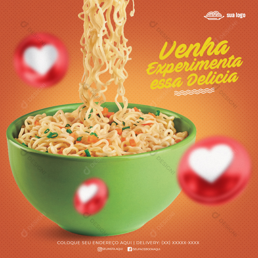 Venha Experimentar Essa Delícia Macarrão Social Media PSD Editável