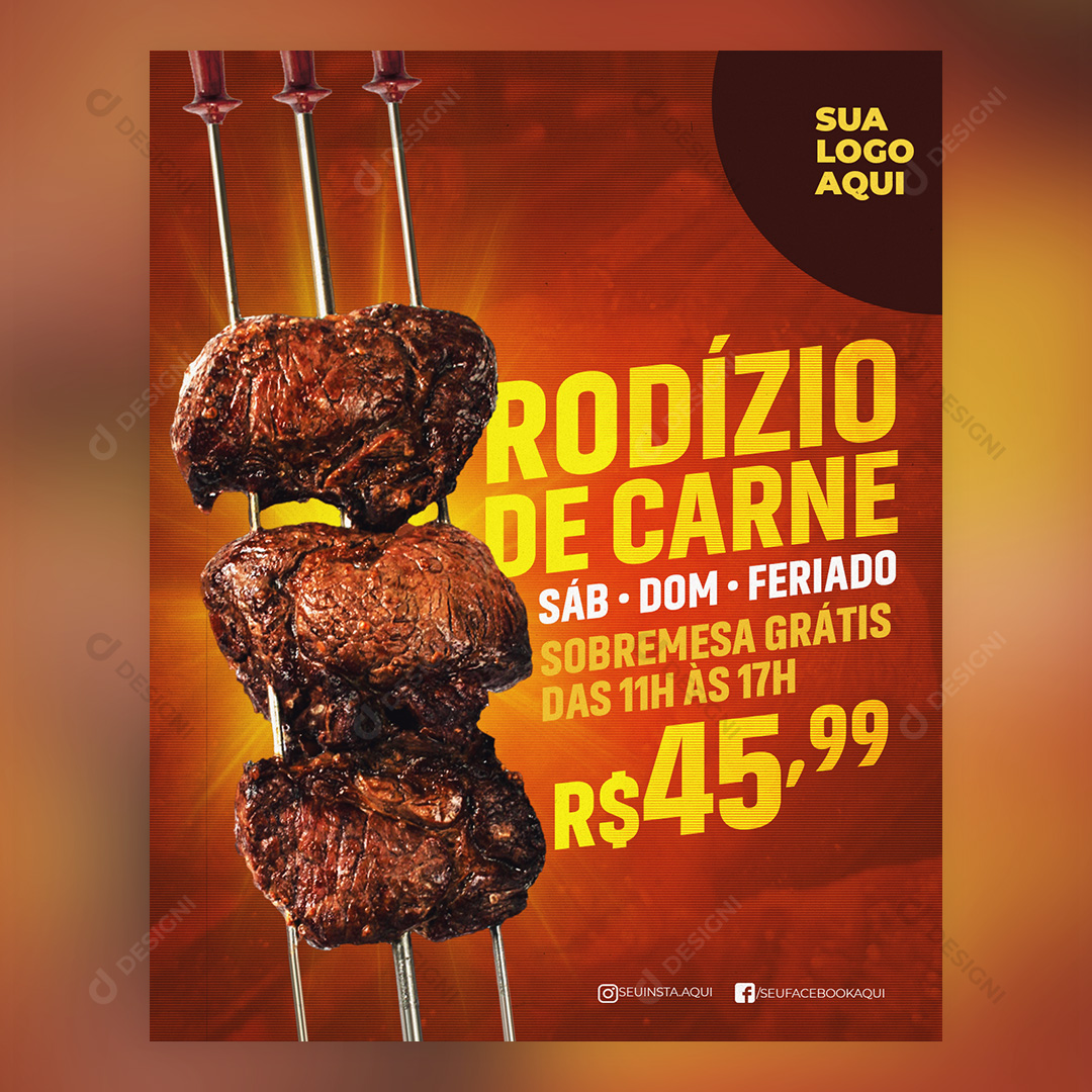 Rodízio de Carne Churrasco Social Media PSD Editável