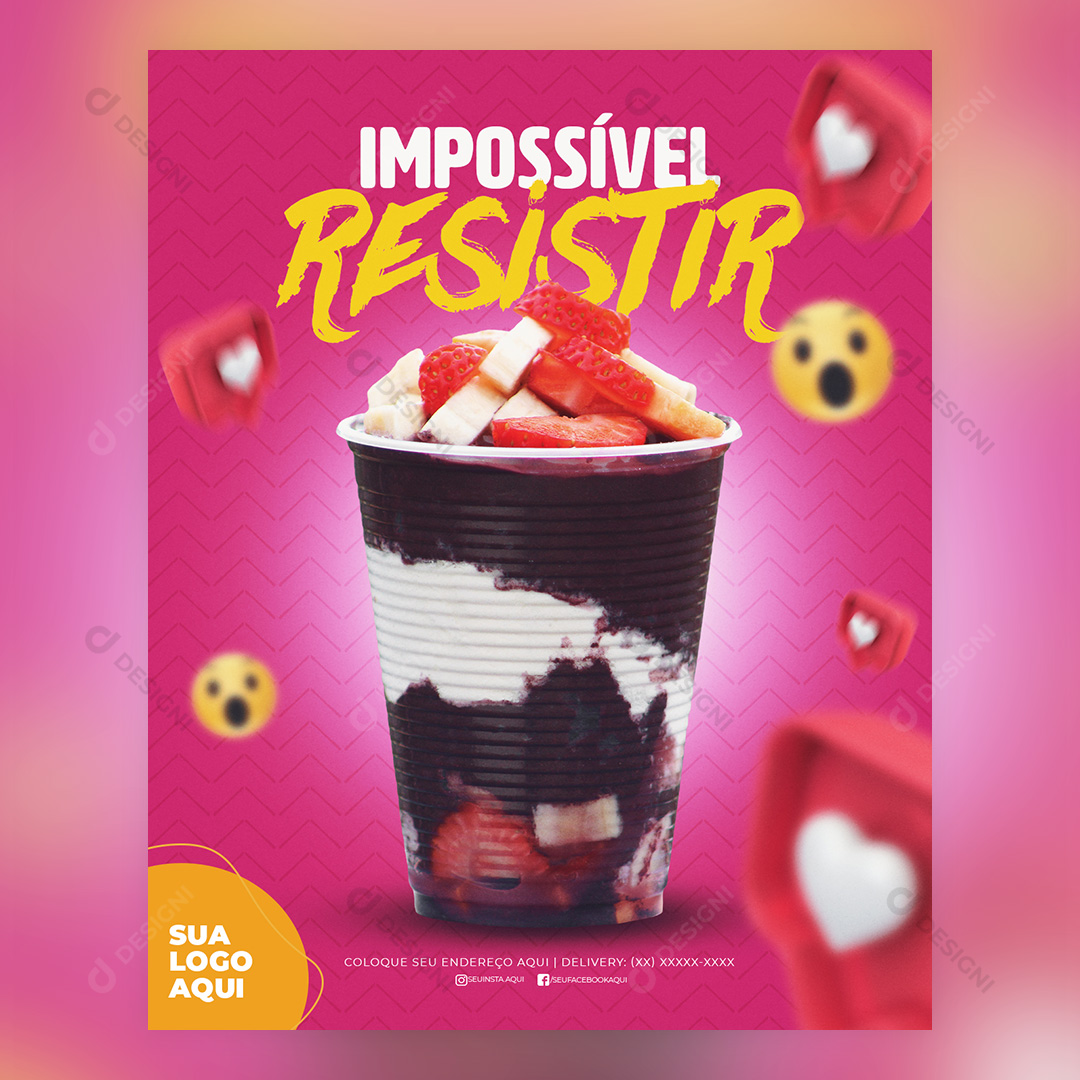 Impossível Resistir Açaí Social Media PSD Editável