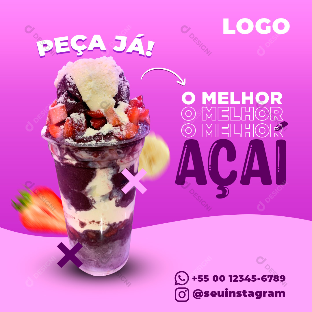 O Melhor Açaí Açaiteria Social Media PSD Editável