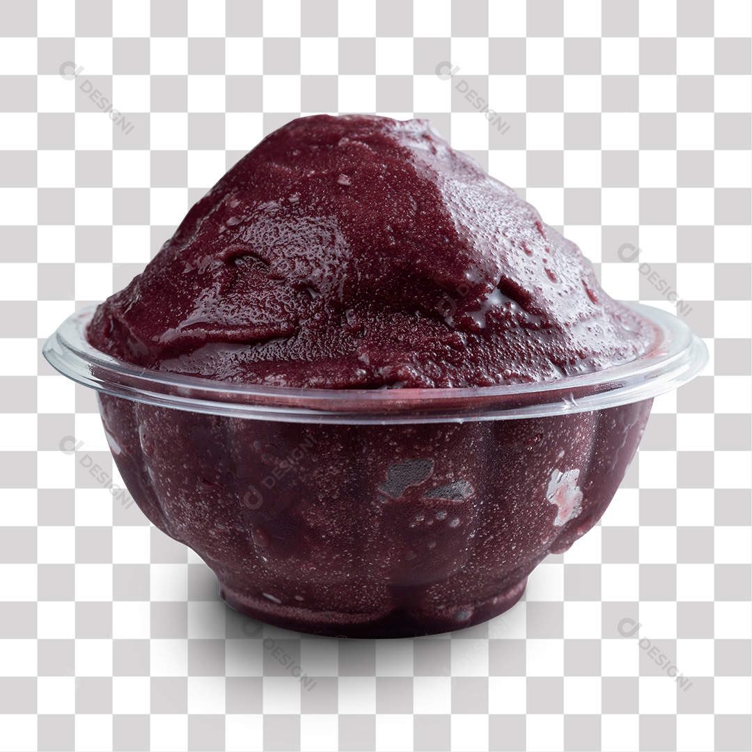 Açaí No Pote de Plástico Puro PNG Sem Fundo Transparente