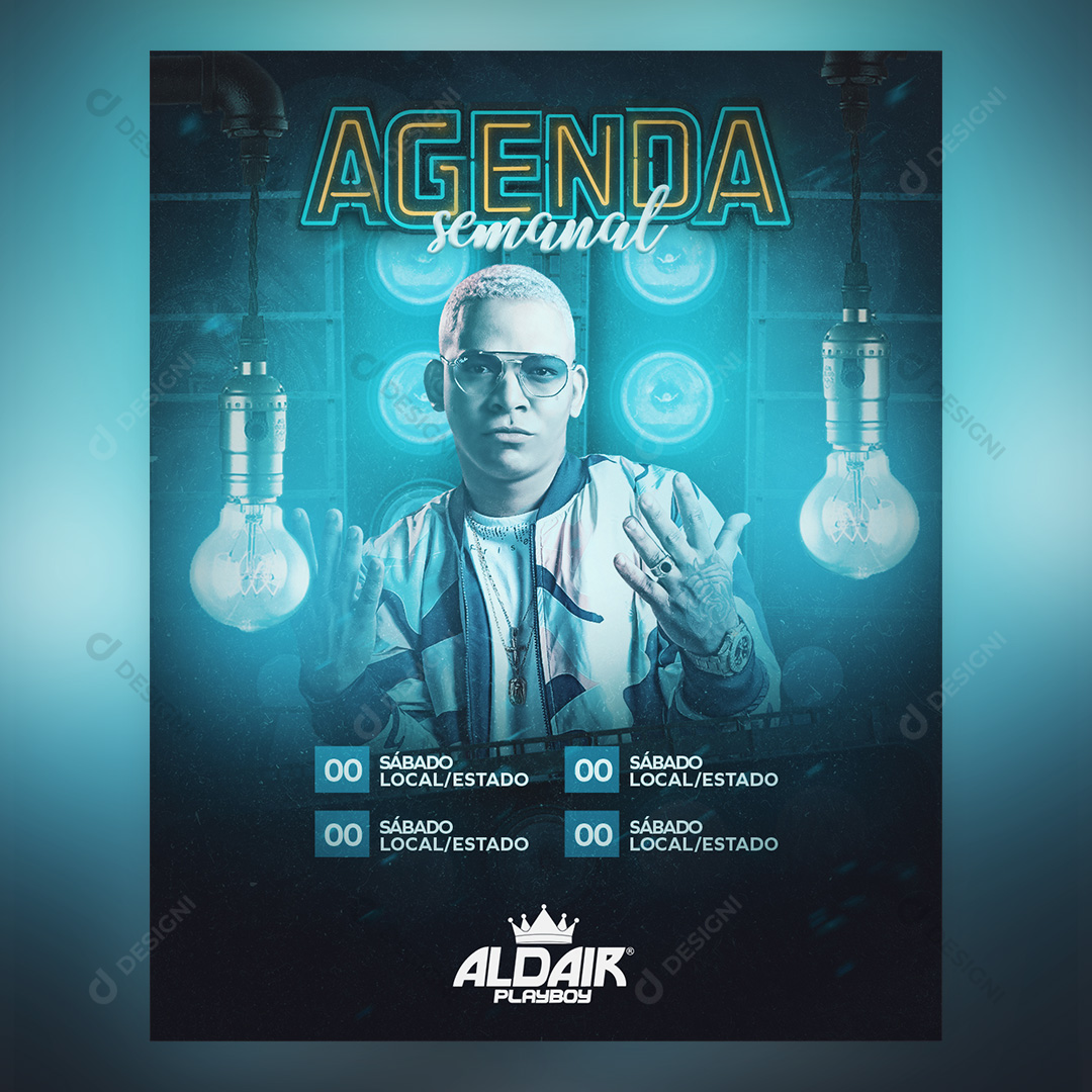 Flyer Agenda Semanal Aldair Playboy Social Media PSD Editável
