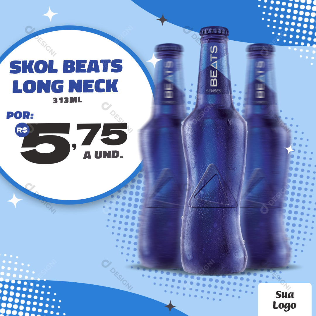 Skol Beat Long Neck Social Media PSD Editável