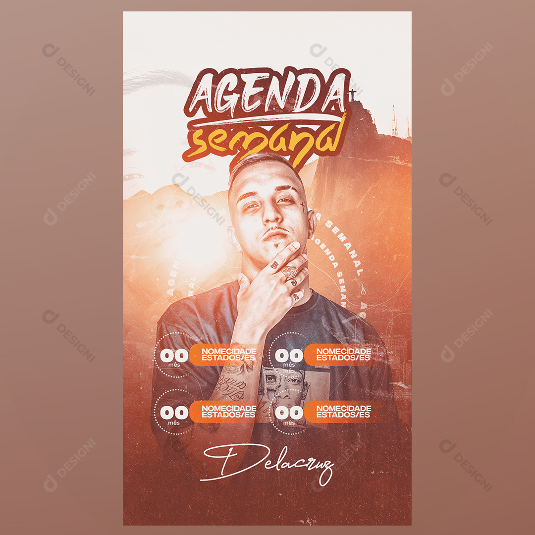 Flyer Agenda Semanal Delacruz Social Media PSD Editável