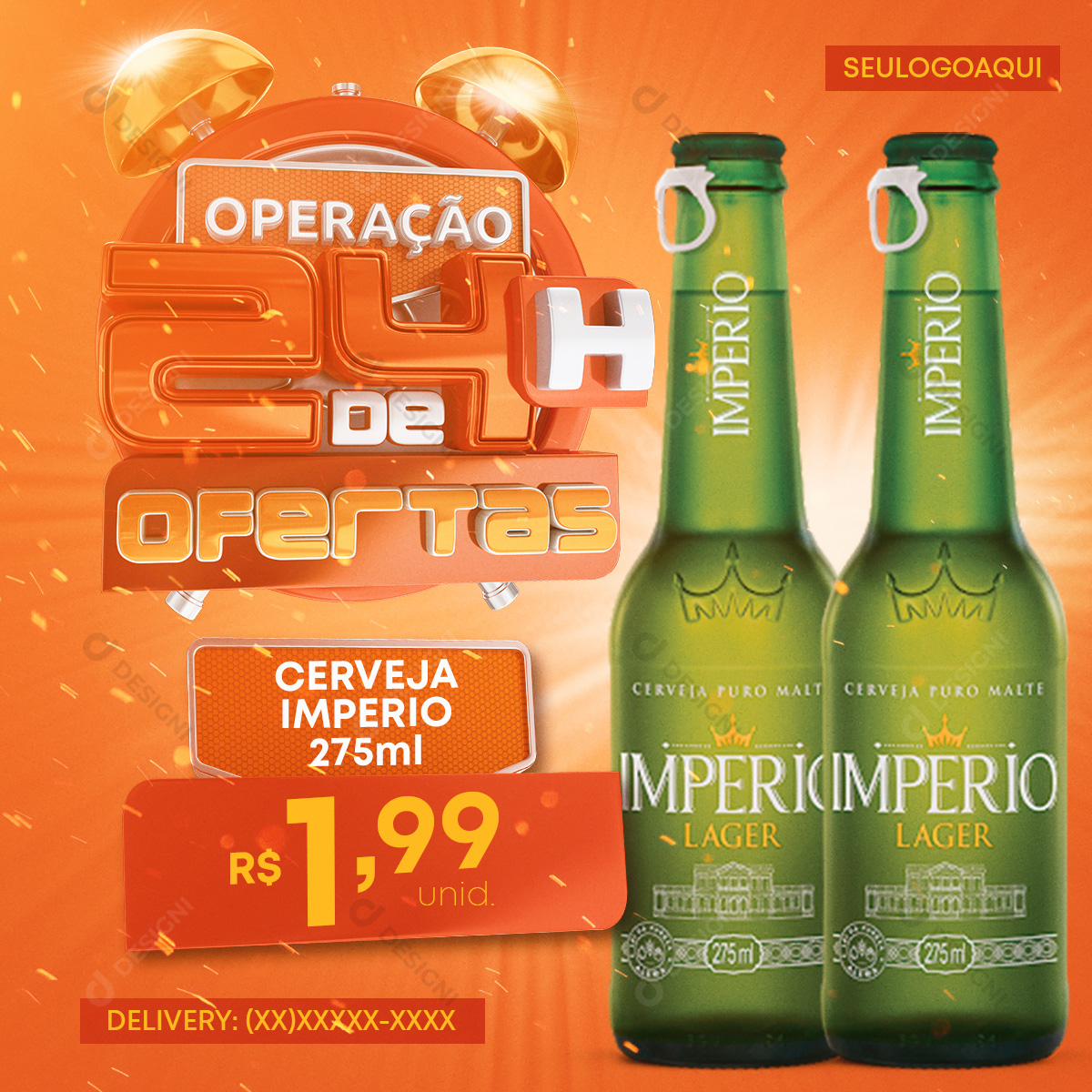 Oferta de 24 Horas Cerveja Império Lager Social Media PSD Editável