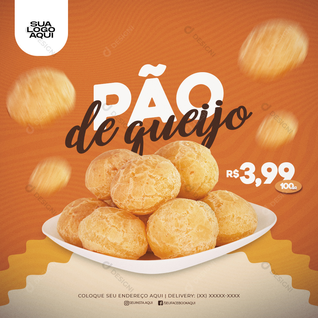 Pão de Queijo Social Media PSD Editável