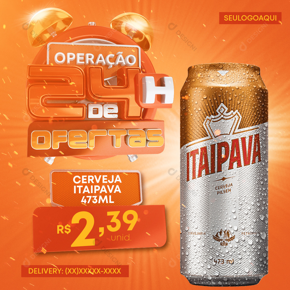 Oferta de 24 Horas Cerveja Itaipava 473ml Social Media PSD Editável