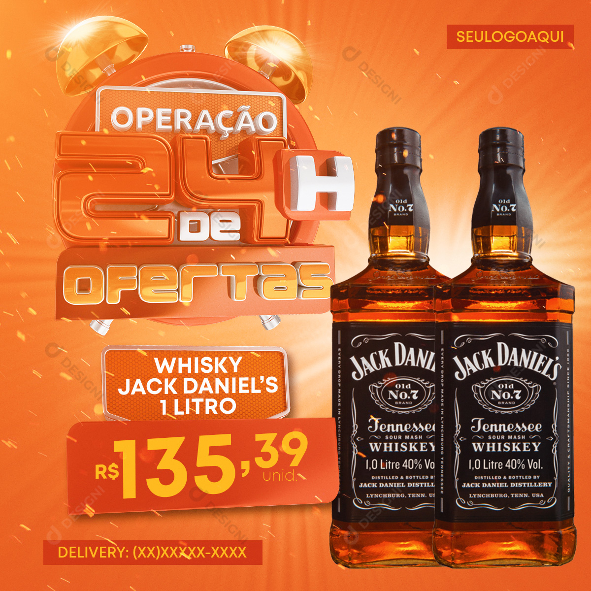 Oferta de 24 Horas Whisky Jack Daniel´s 1L Social Media PSD Editável