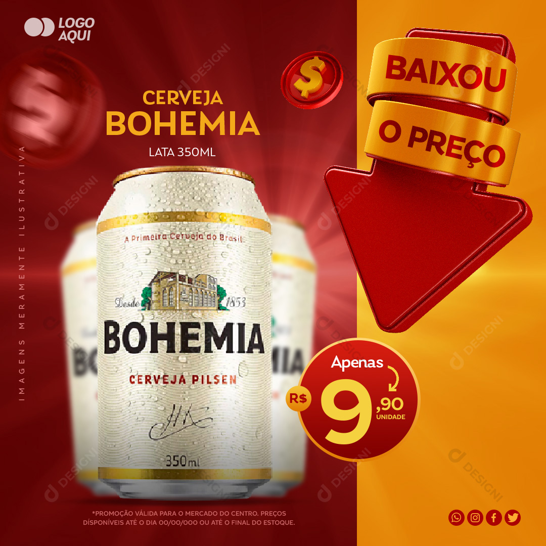 Cerveja Bohemia Distribuidora Social Media PSD Editável