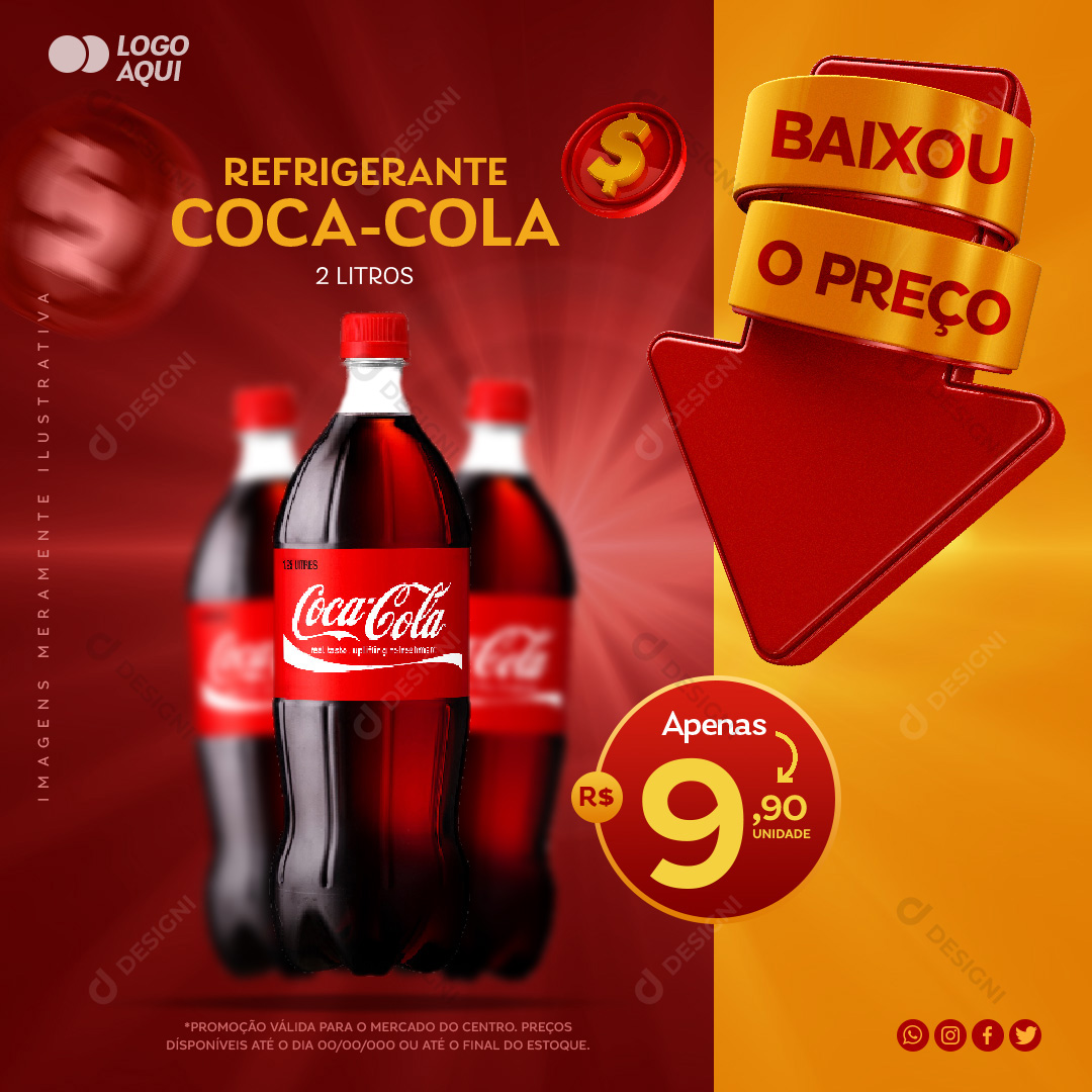 Refrigerante Coca Cola Social Media PDS Editável