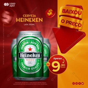 Cerveja Heineken Lata Social Media PSD Editável