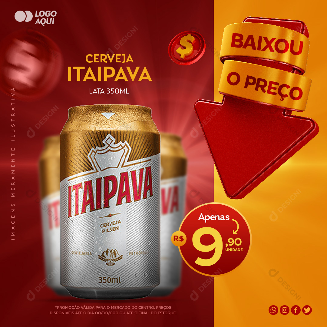 Cerveja Itaipava Lata Social Media PSD Editável