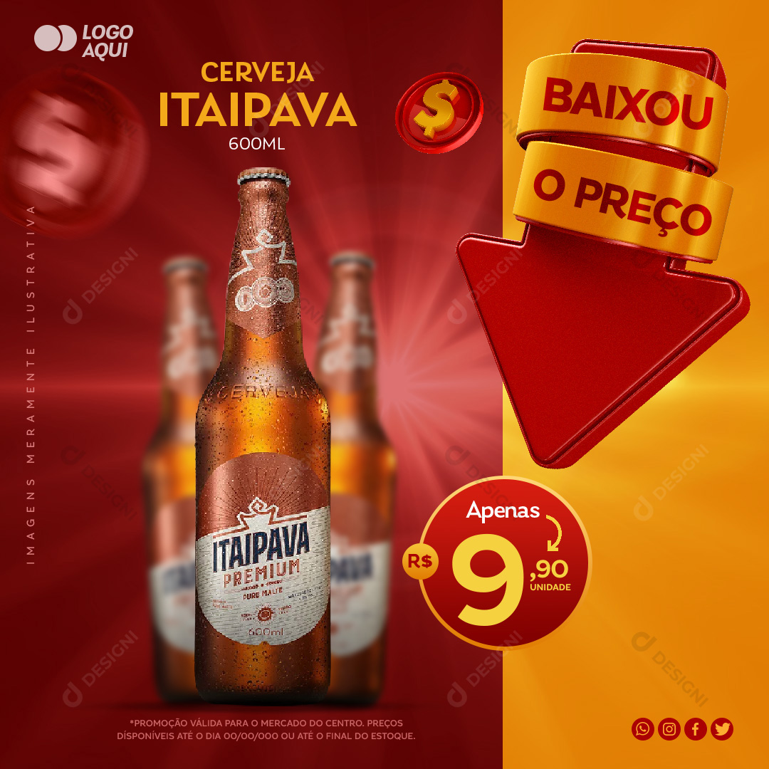 Cerveja Itaipava Garrafa Social Media PSD Editável