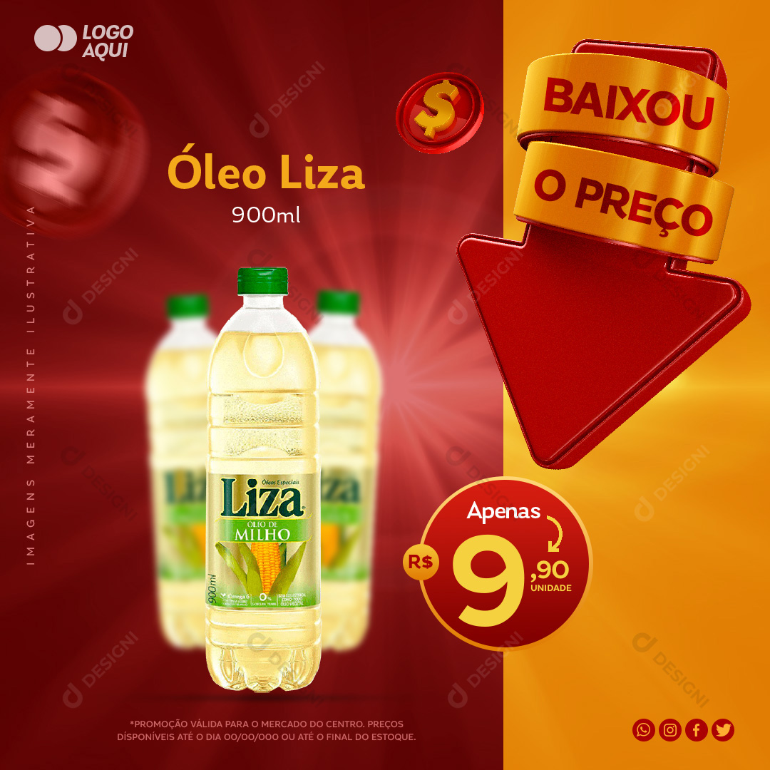 Óleo Liza Supermercado Social Media PSD Editável