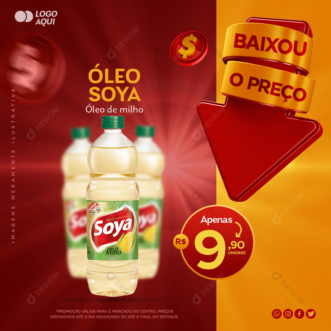 Óleo Soya Supermercado Social Media PSD Editável