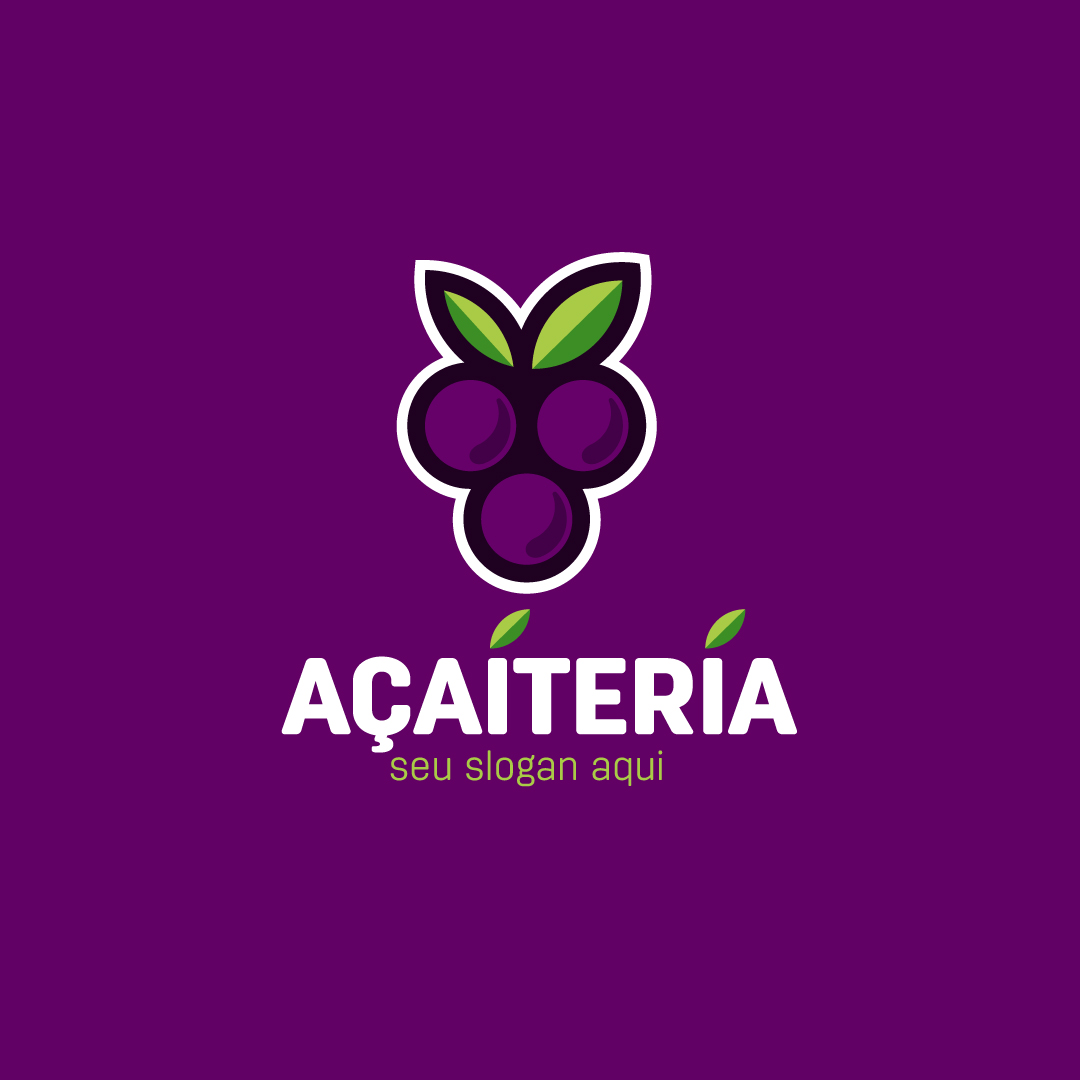 Açaiteria Logo Açaí Logo Editável Vetor Ai
