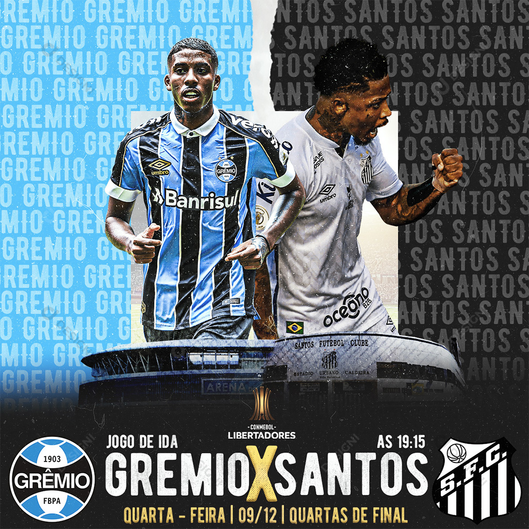 Futebol Grêmio X Santos Jogo Social Media PSD Editável