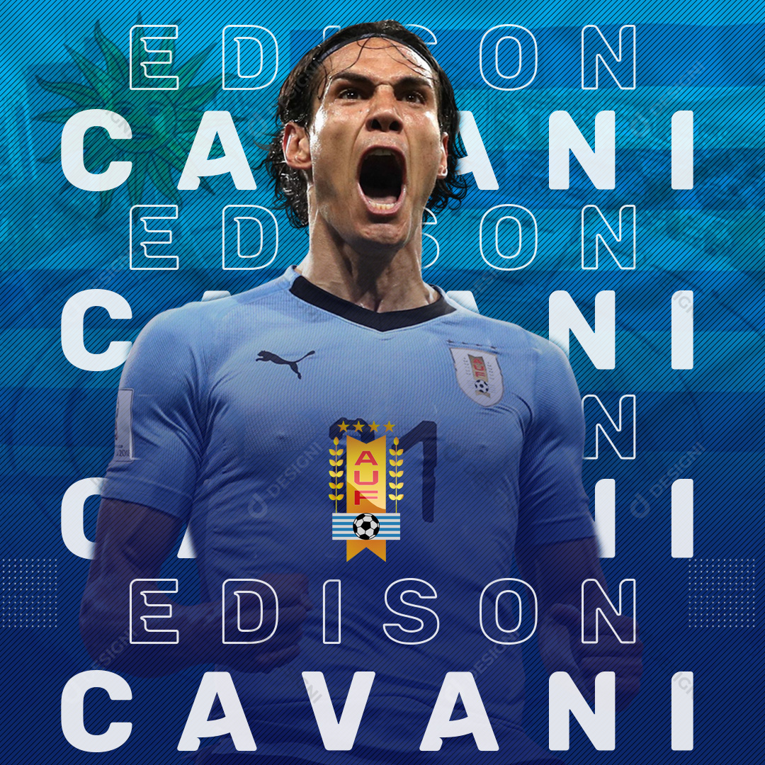 Futebol Jogador Edison Cavani Social Media PSD Editável