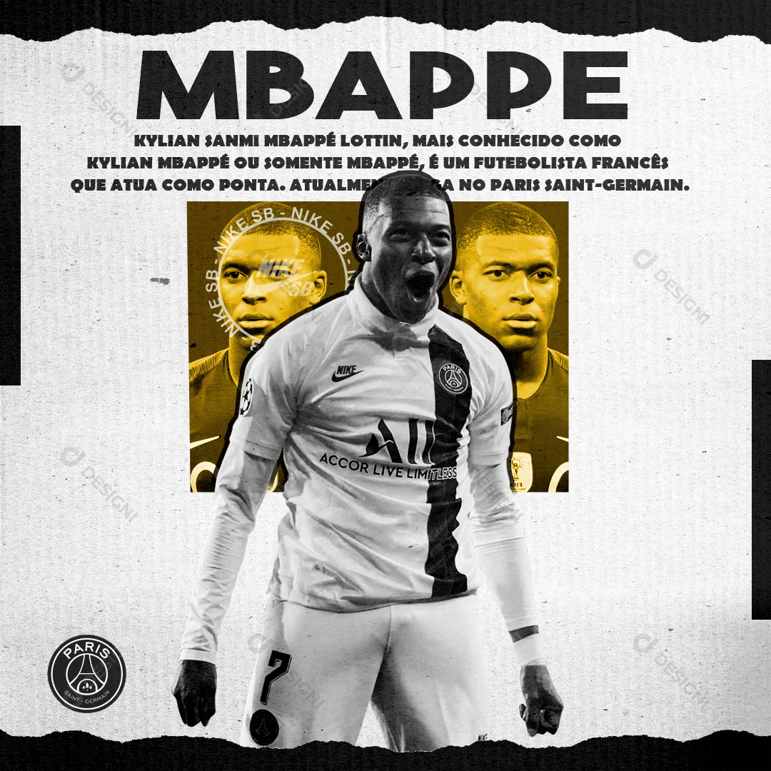 Futebol Kvlian MBAPPÈ Social Media PSD Editável