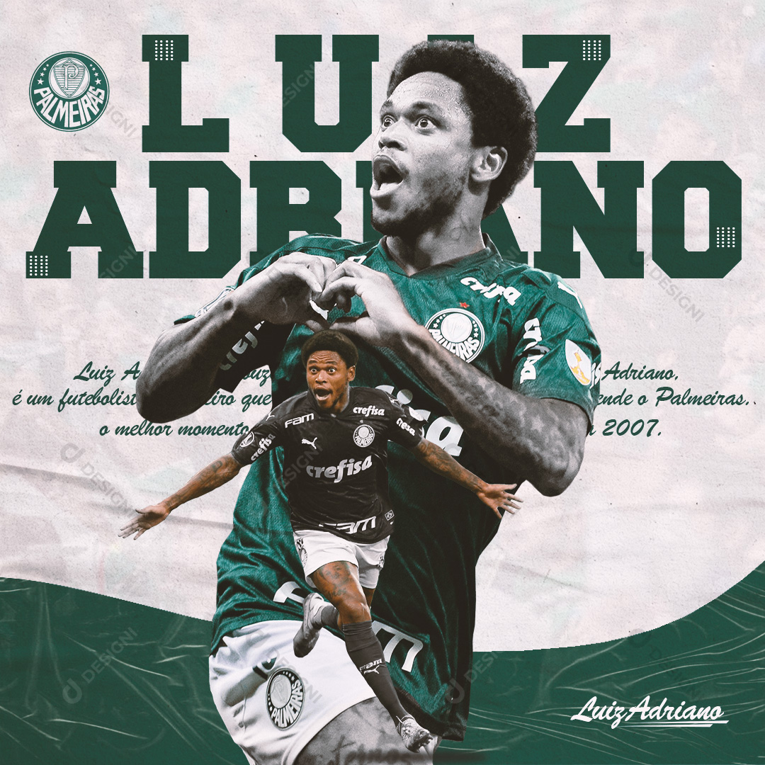 Futebol Jogador Luiz Adriano Palmeiras Social Media PSD Editável