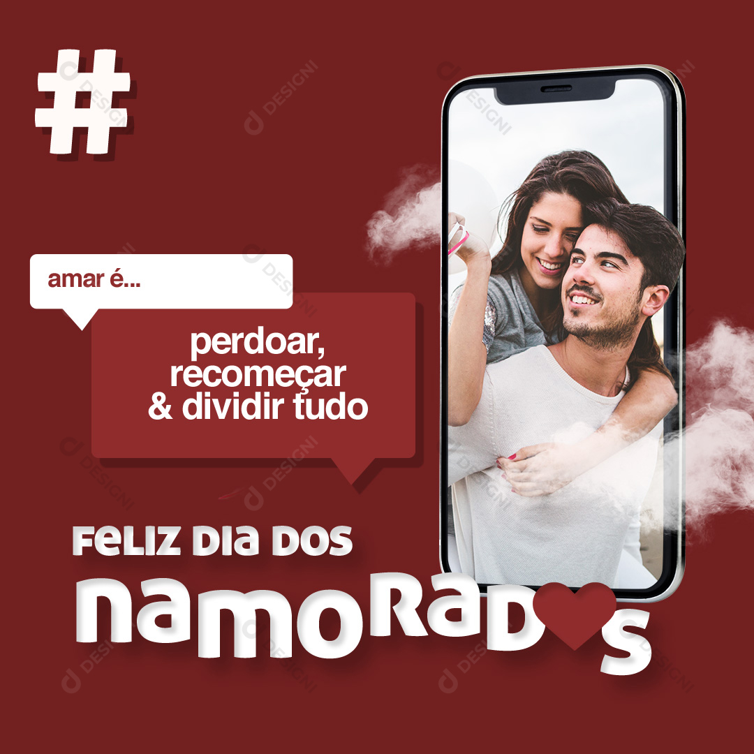 Feliz Dia Dos Namorados Social Media PSD Editável