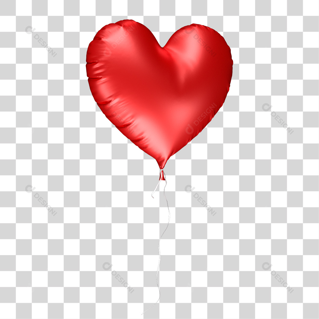 Balão 3D em Formato de Coração Vermelho PNG Transparente Sem Fundo