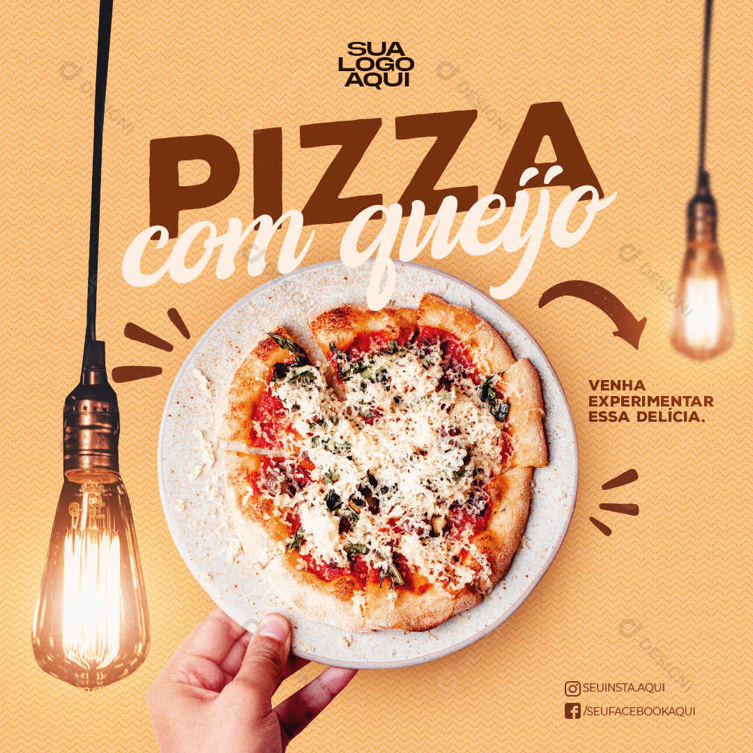 Pizza de Queijo Social Media PSD Editável
