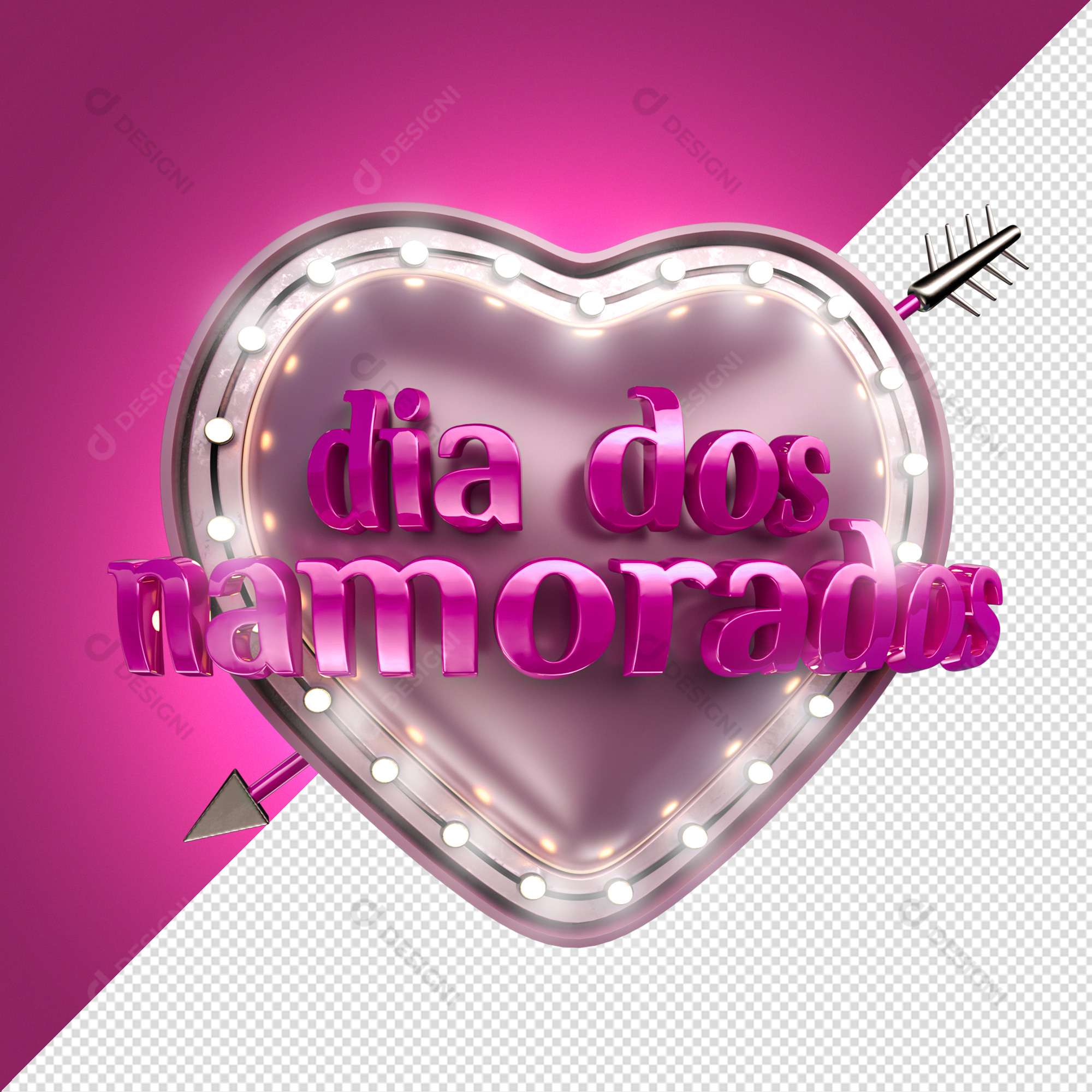 Selo 3D Dia Dos Namorados PSD