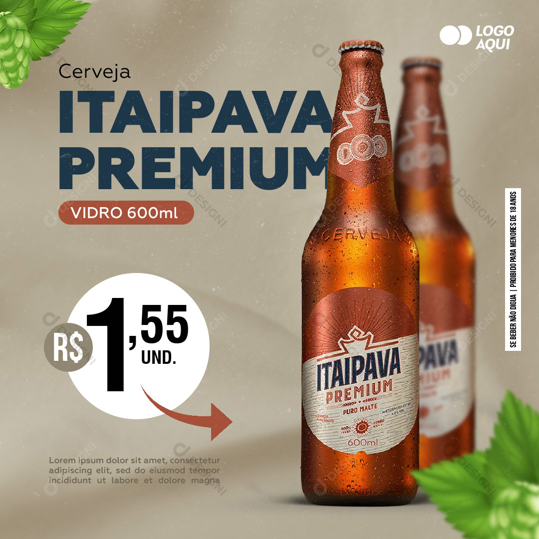 Cerveja Itaipava Premiun Distribuidora Social Media PSD Editável